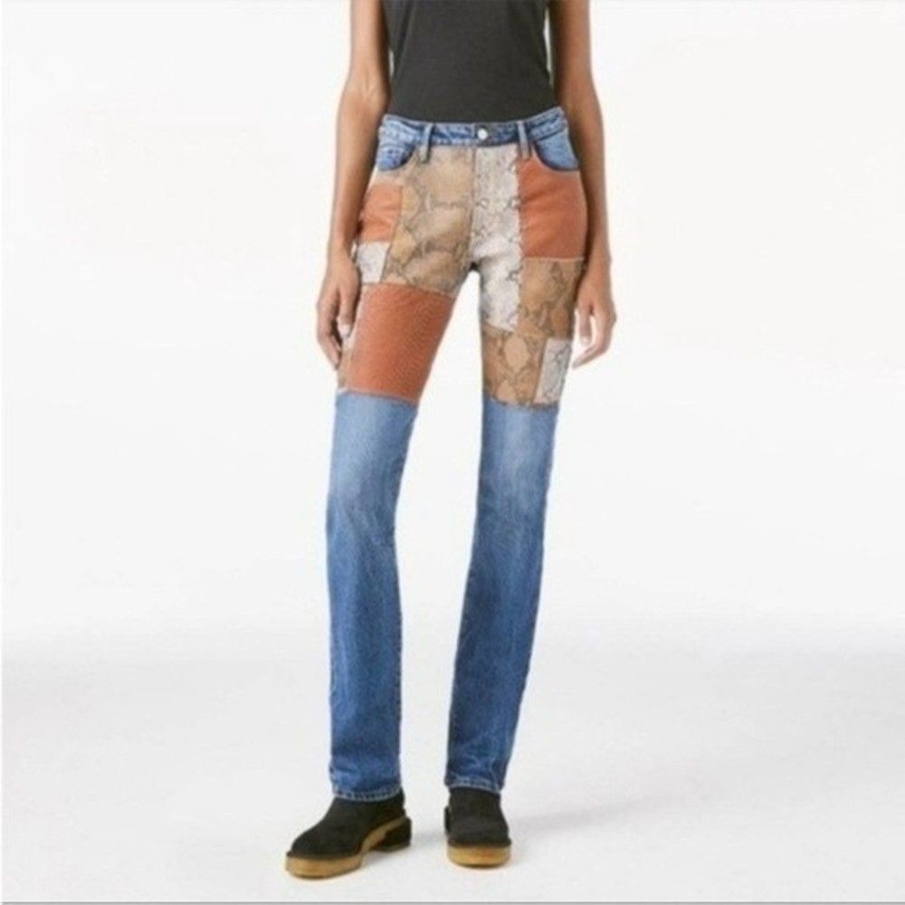 FRAME Le Mini Boot Patchwork Snake Skin Womens Si… - image 2